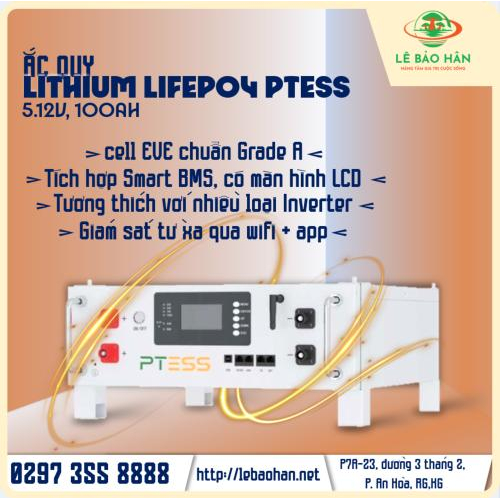 Ắc quy Lithium Lifepo4 Ptess 5,12v 100AH