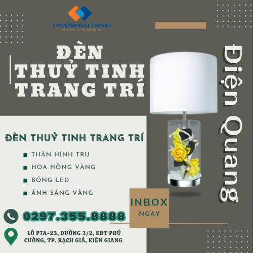 Đèn thủy tinh trang trí Điện Quang ĐQ DCL05Y WW ( thân hình trụ, hoa hồng vàng, bóng LED, Ánh sáng vàng )