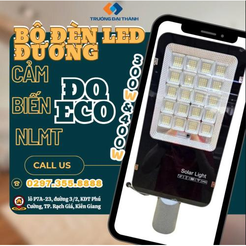 Bộ Đèn Đường Led Solar Năng Lượng Mặt Trời 300W/ 400W Siêu Sáng ECO SCD03 6500K (Ánh Sáng Trắng, Thân Nhôm, IP65, tấm pin rời)