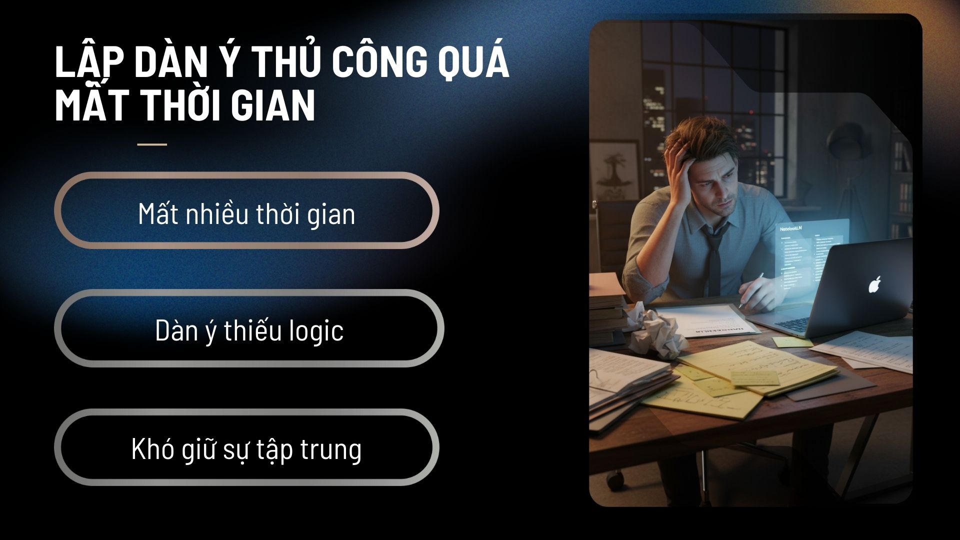 Vấn đề của tôi: Lập dàn ý thủ công quá mất thời gian