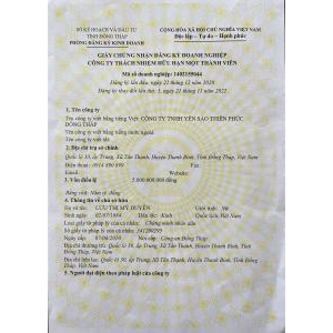 Giấy phép kinh doanh yến Thiên Gia Phúc