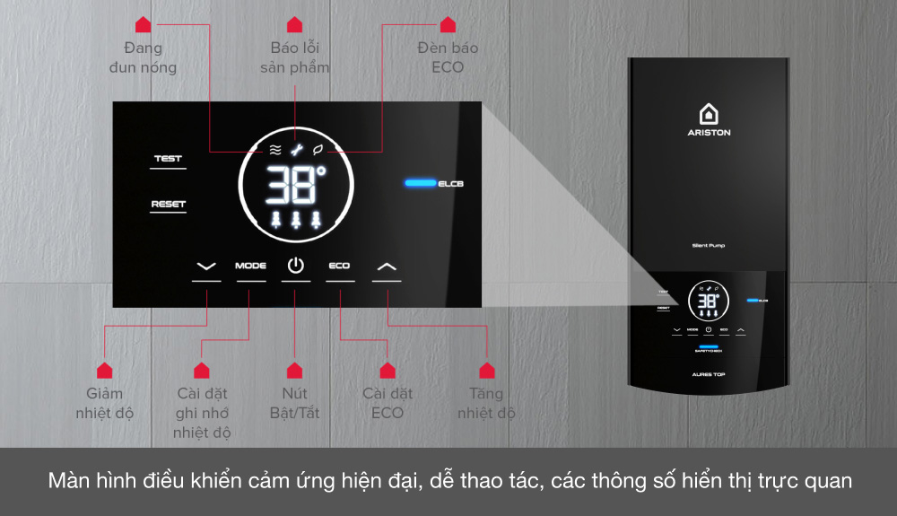 Màn hình điều khiển cảm ứng hiển thị nhiệt độ tiện lợi